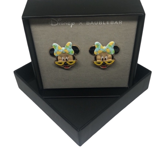 NEW Disney X Baublebar Disney Gold Minnie Mouse Summer Beach Bow Earrings - Picture 3 of 12